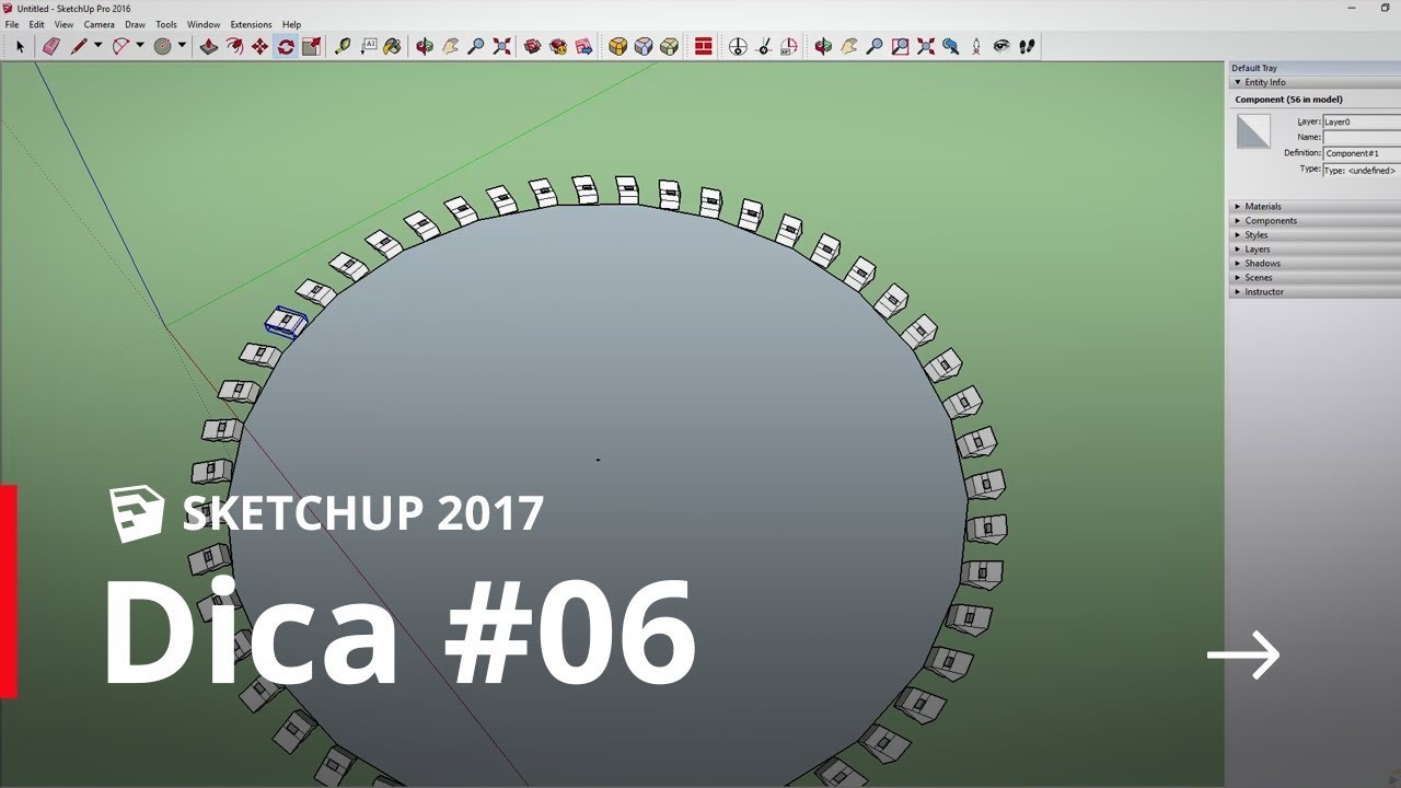 SketchUp - Dica#06 - Cópias sucessivas em Eixo, Arco e Círculo