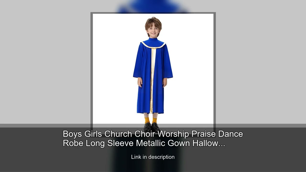 Boys Girls Church Choir Worship Praise Dance Robe Long Sleeve Metallic Gown Halloween Christian