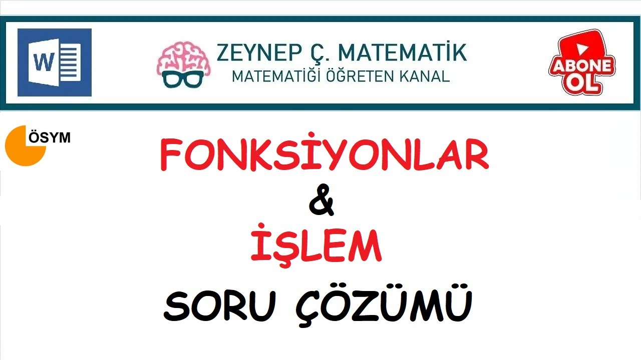 FONKSİYONLAR VE İŞLEM SORU ÇÖZÜMÜ