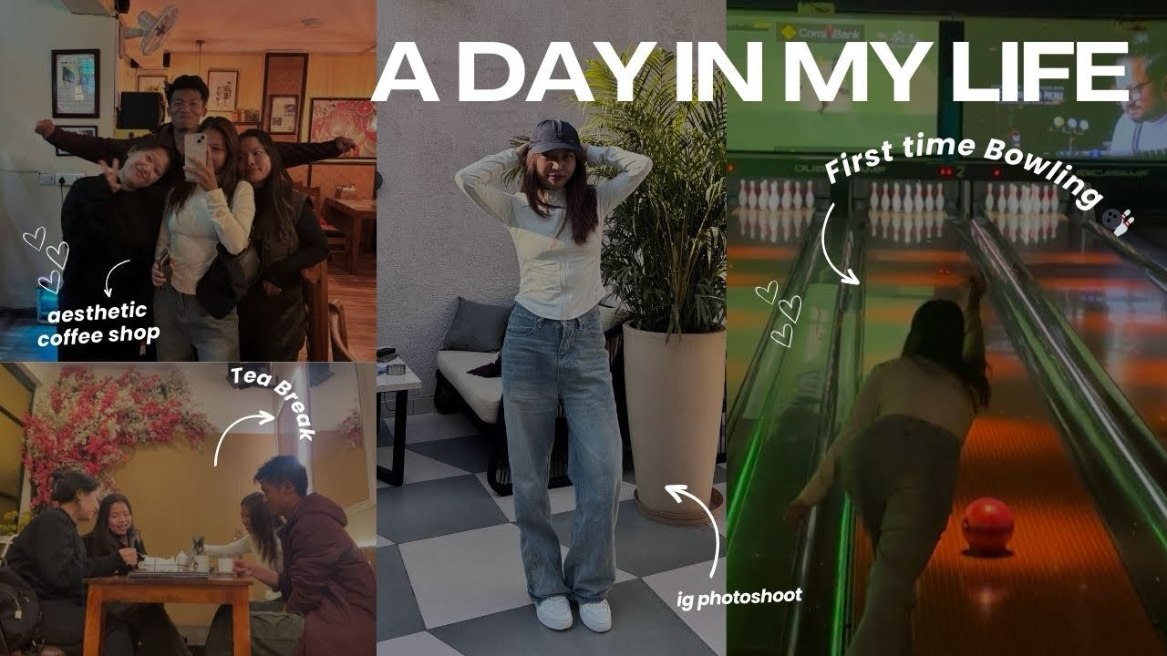 Life in Delhi🫧| First Time Bowling 🎳, Cute Café & Northeast Eats with Friends 👯‍♀️🍲🫖