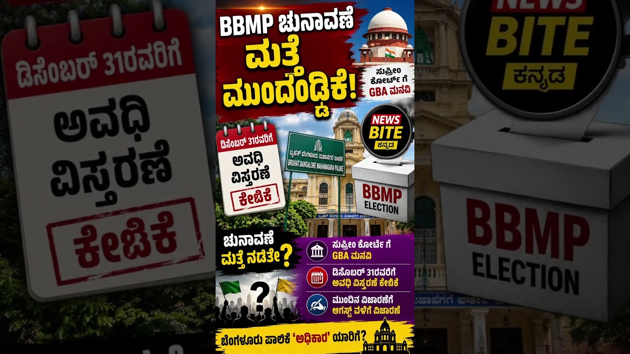 ಬಿಬಿಎಂಪಿ ಚುನಾವಣೆ ಮತ್ತೆ ಮುಂದೂಡಿಕೆ? | ಸುಪ್ರೀಂ ಕೋರ್ಟ್&zwnj;ಗೆ GBA ಮನವಿ #BBMP #Bengaluru #KannadaNews