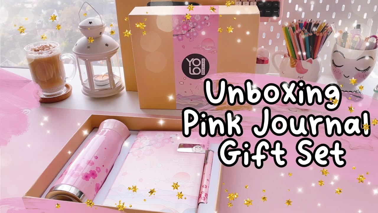 Unboxing the 2021 Sakura Pink 3-in-1 Notebook Gift Set | Journal, Insulated Bottle, Metal Pen | YOLO