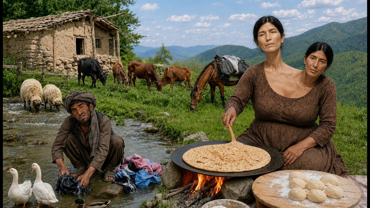 Life In Rural Afghanistan | Two-Headed Wife Milks A Cow And Makes Traditional Afghan Bread