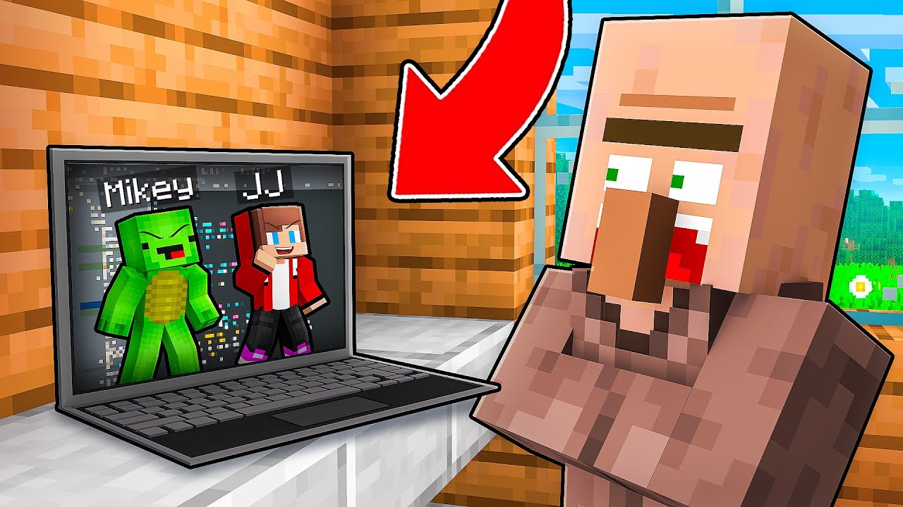 JJ and Mikey HIDE INSIDE LAPTOP To Prank Villager in Minecraft - Maizen