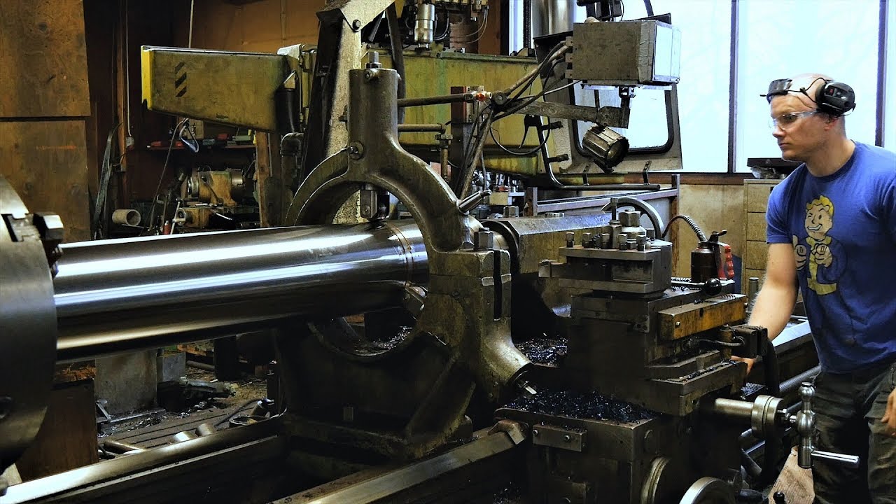 Machining Giant Pneumatic Cylinder for our Youtube machines