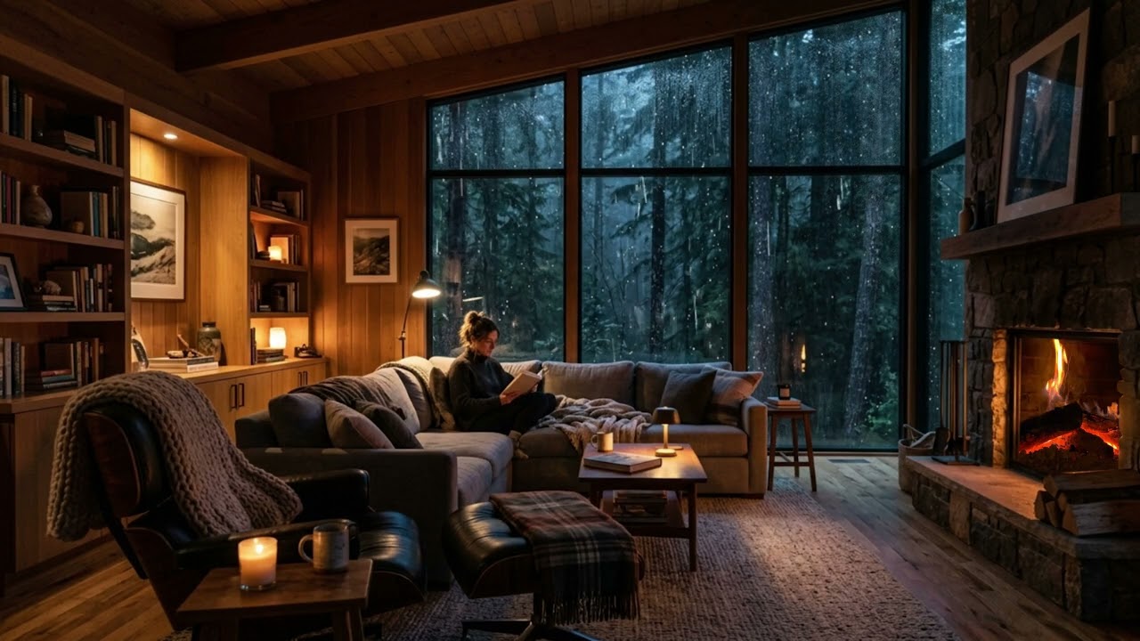🌧️🔥 Heavy Rainstorm and Fireplace ASMR for Relaxation, Study, and Stress Relief