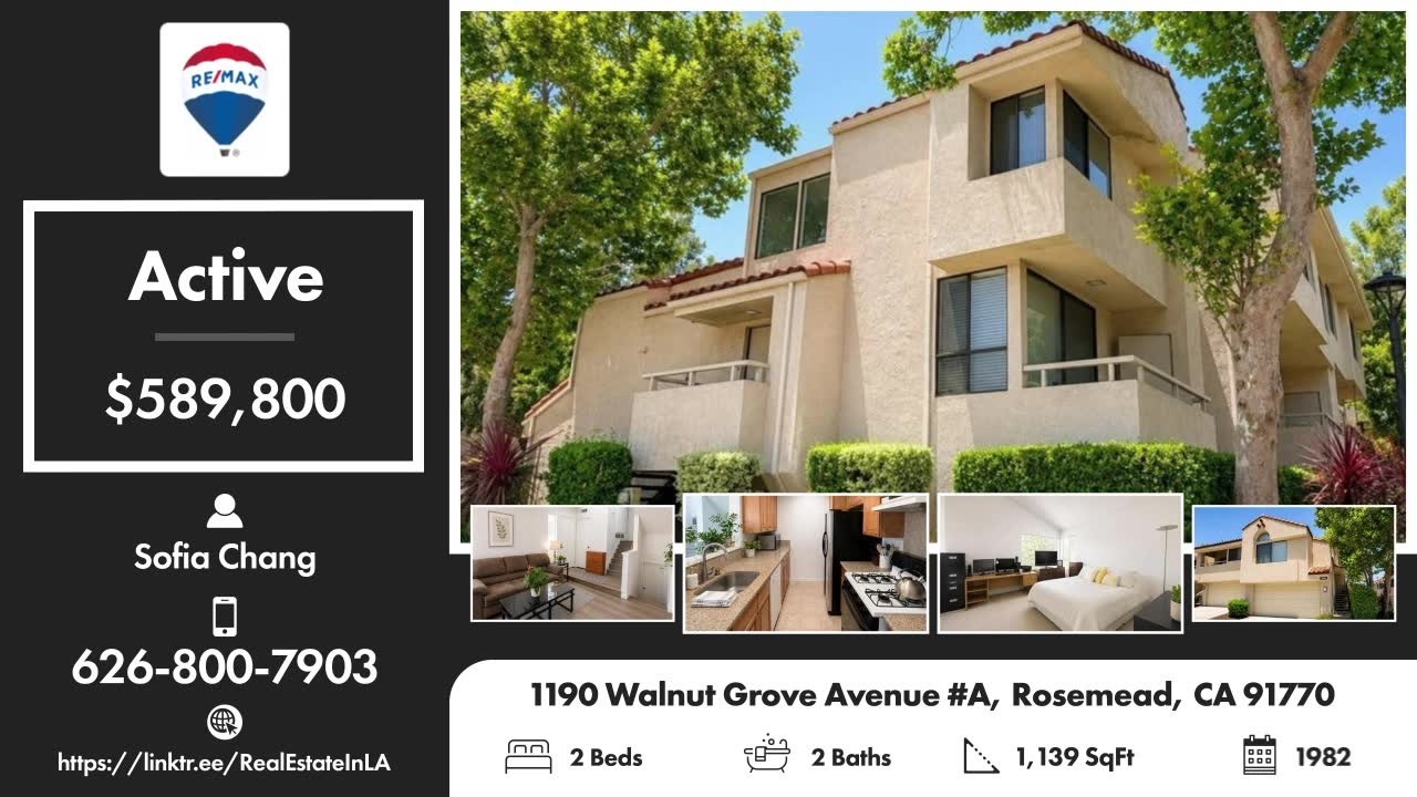 Active in 1190 Walnut Grove Avenue #A, Rosemead, CA 91770 Contact me for a showing!