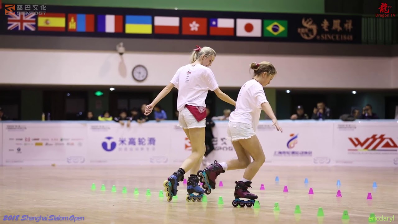 2018 SSO 上海轮滑公开赛 Pair Slalom，2nd Place，Zofia Zuzanna Brzezińska，Klaudia Sara Hartmanis，Poland