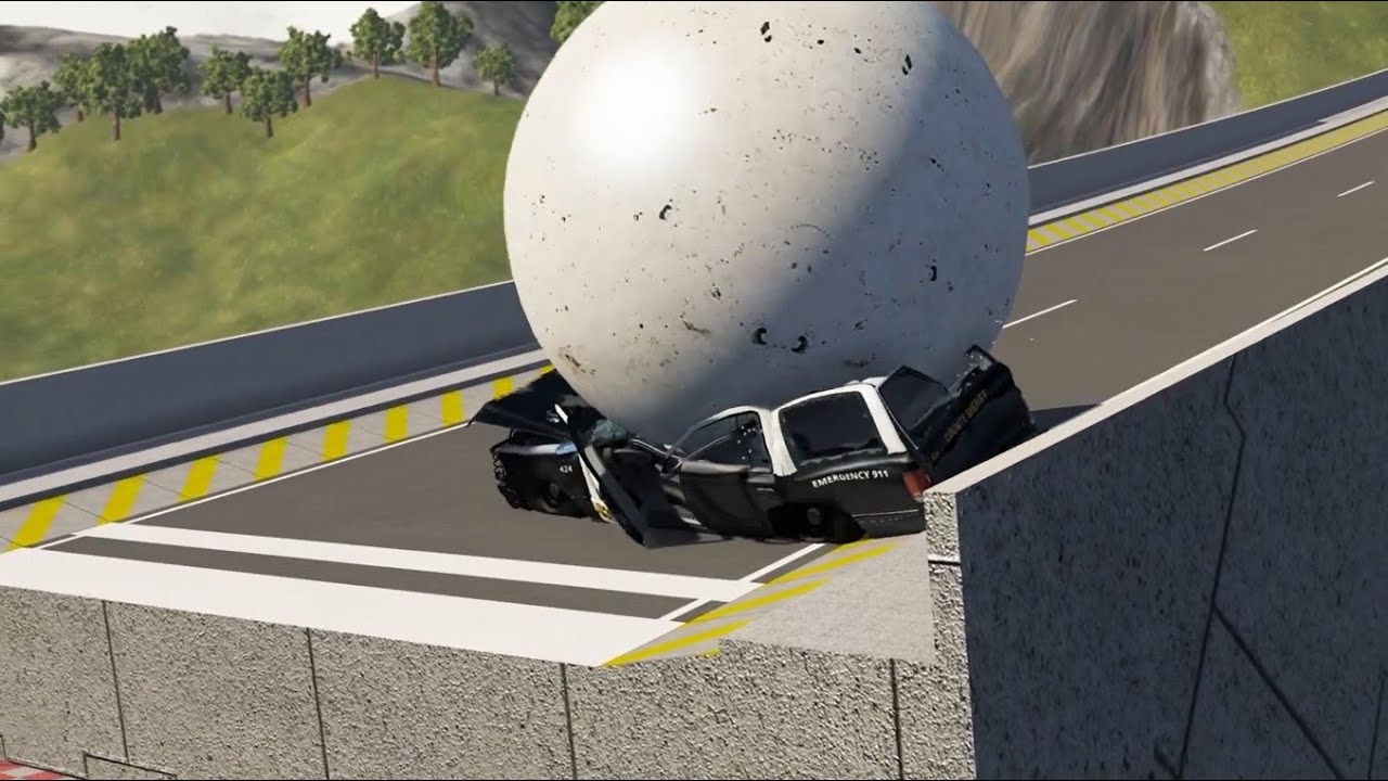 Giant stone ball VS cars &ndash; BeamNG.Drive