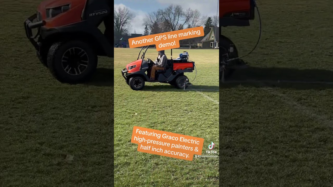 Schedule your on-site demo for GPS line marking by Traqnology.  Your professional turf GPS partner!