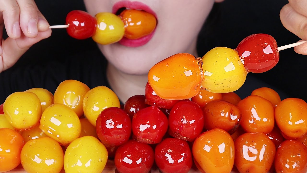 ASMR Tanghulu Candied Fruits cherrytomatoes 방울토마토 탕후루 Mukbang Kẹo trái cây フルーツ飴