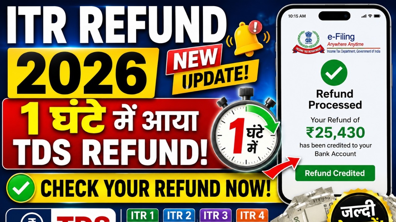 ITR Refund 2026 New Update 1 घंटे में TDS Refund Credit Check ITR 1 ITR 2 ITR 3 ITR 4 Refund Status