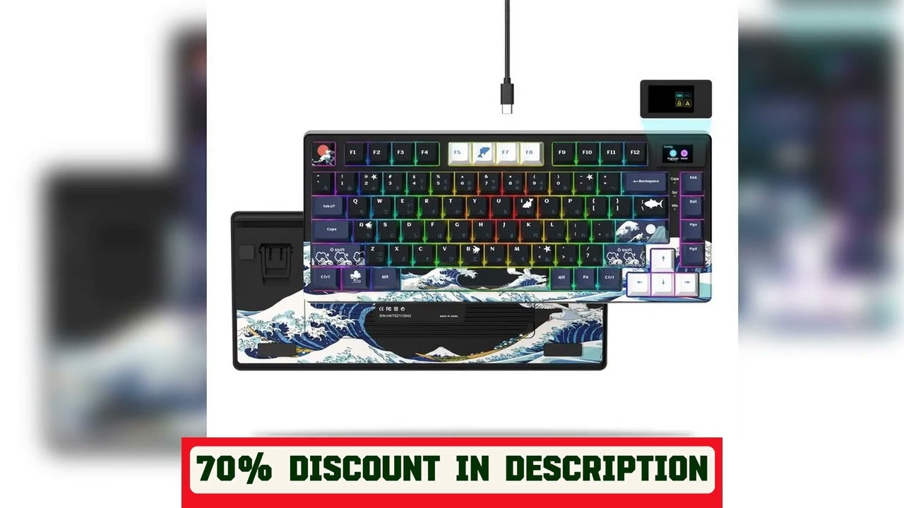 A must-have product! Wired Mechanical Gaming Keyboard with OLED Display Full Key Hot-Swappable Pud