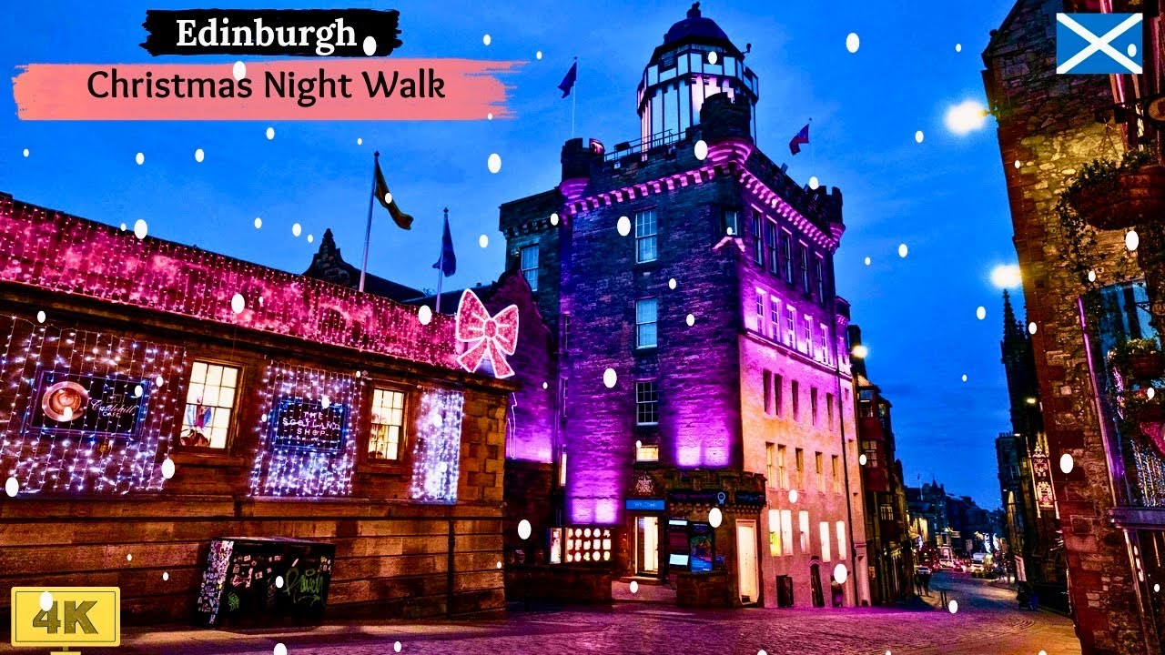 Christmas in Edinburgh, Scotland 🎄 Night Walk from Castle to Princes Street | Christmas Market Magic