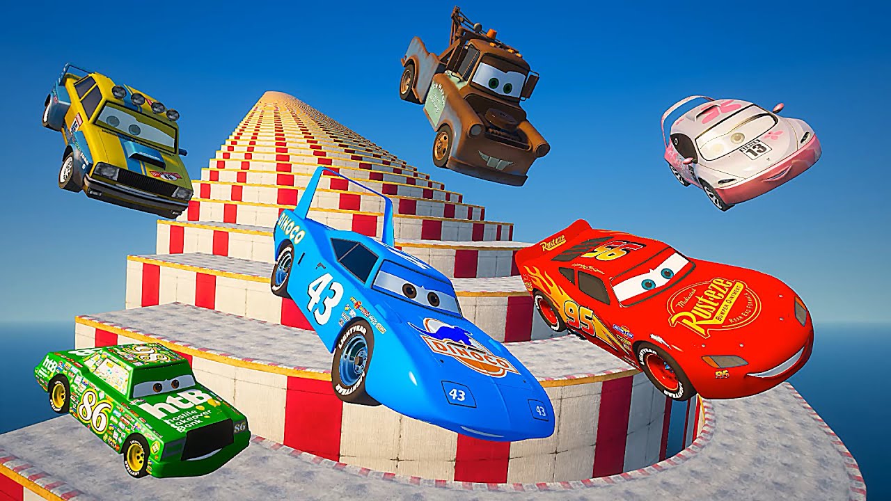 Challenge Crazy Cars Lightning McQueen and Friends The King Tow Truck Mater Gudmund Emma Chick Hicks