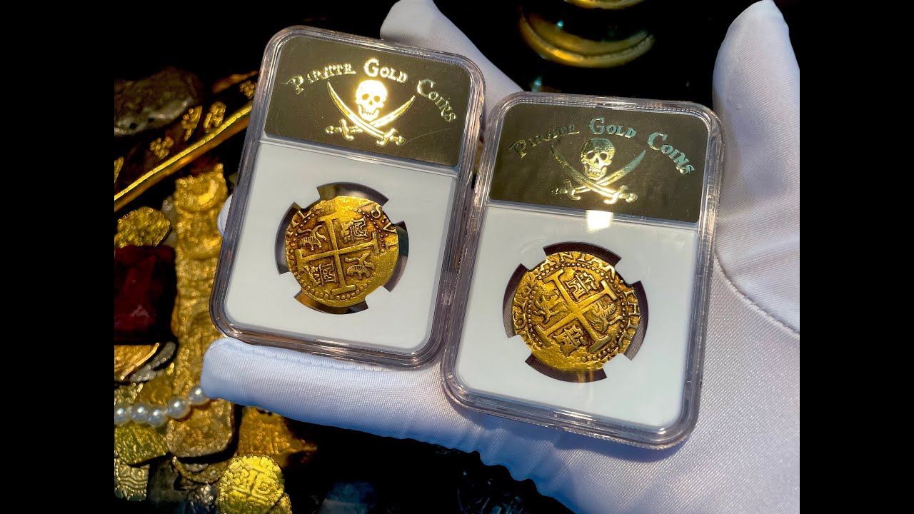 PERU 1705 & 1708 8 ESCUDOS FROM THE 1715 FLEET SHIPWRECK PIRATE GOLD COINS JR BISSELL