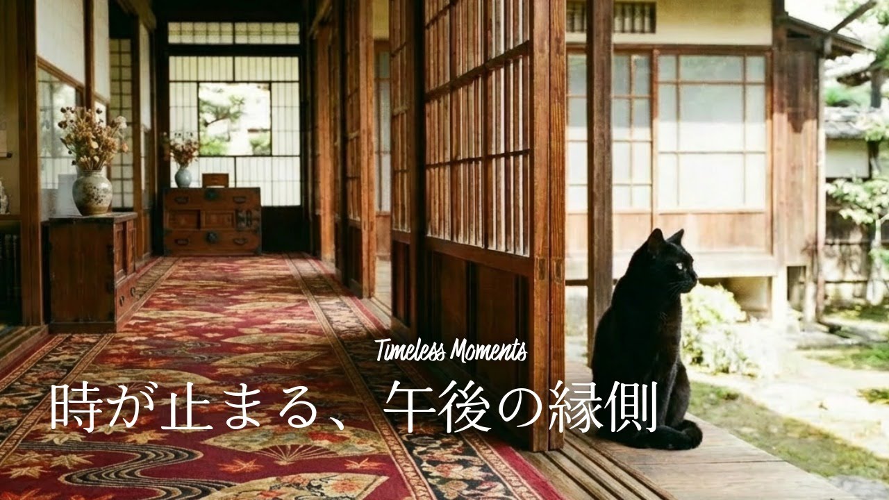 【猫とピアノBGM】心を空っぽに。時が止まる午後の縁側、黒猫と古民家で過ごす静寂の時間 🍵 自律神経を整える・睡眠用・作業用 | Timeless Moments