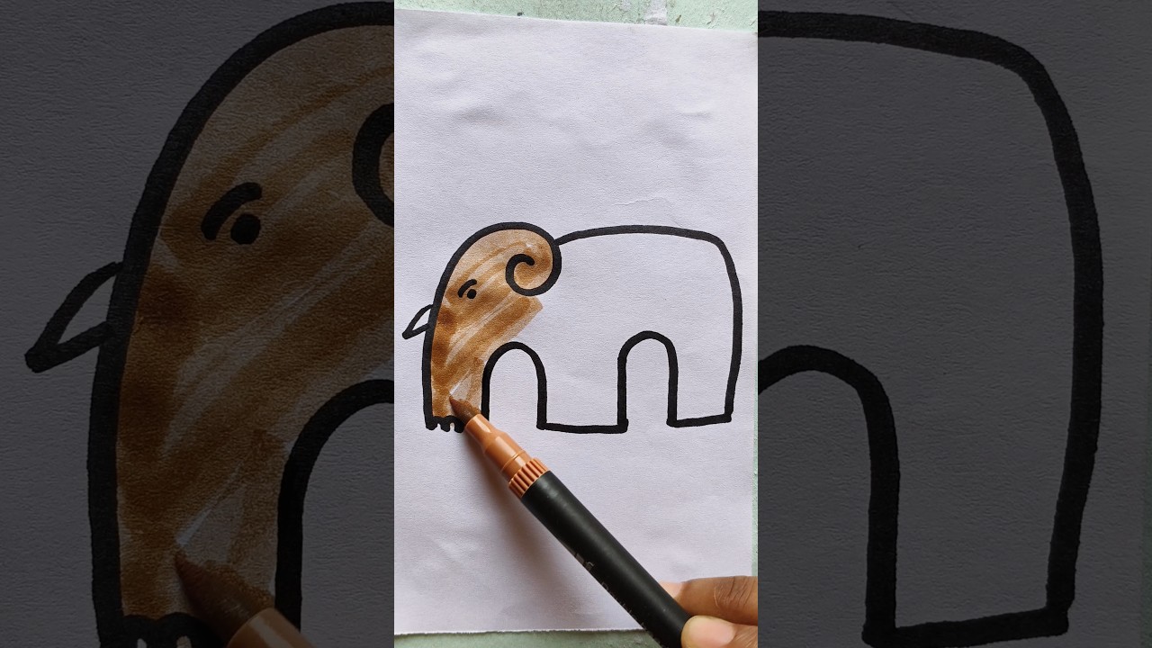 Very Simple to Drawing Elephant, Colouring for Toddlers #elephant #drawing