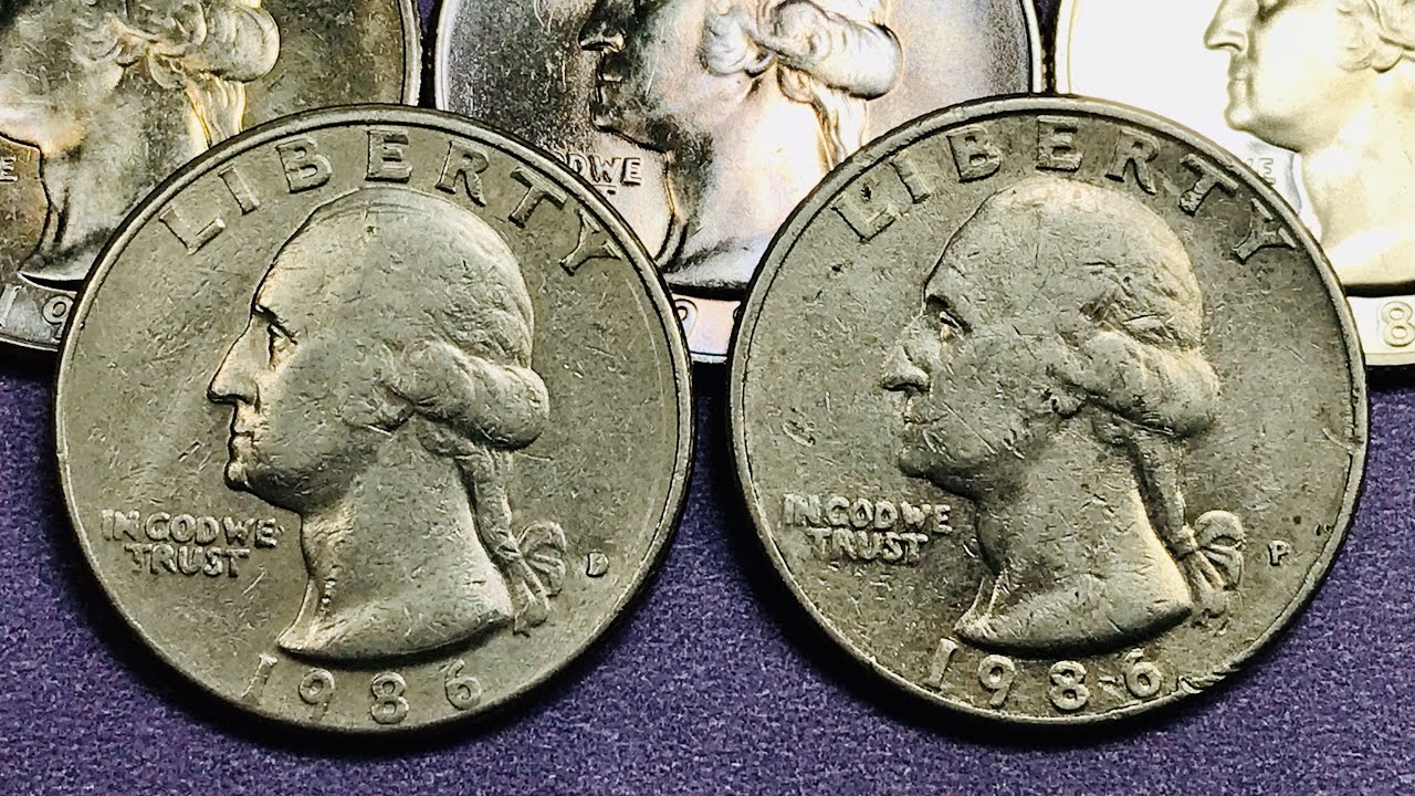 US 1986 Washington Quarters - Valuable 40 Year Old 25 Cent Coins