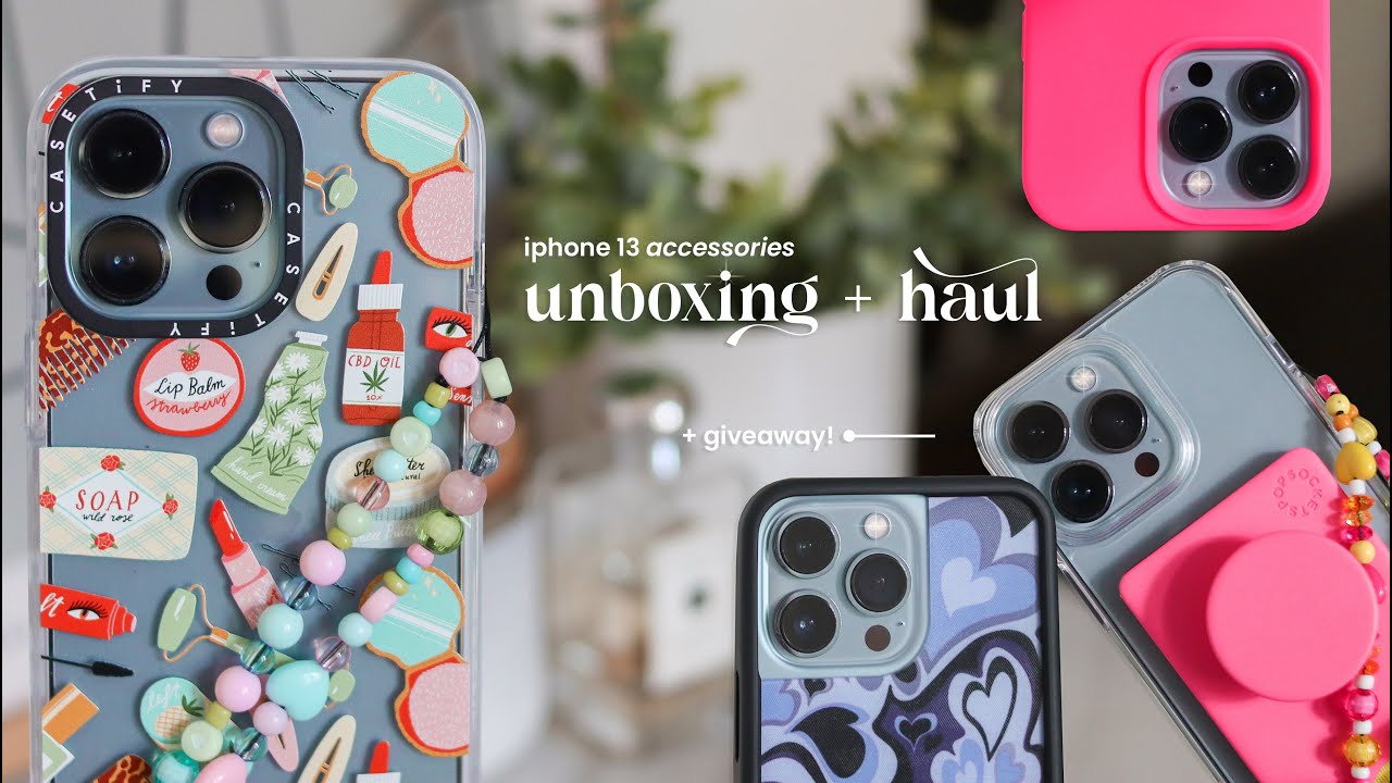 unboxing aesthetic iphone 13 accessories haul + giveaway!