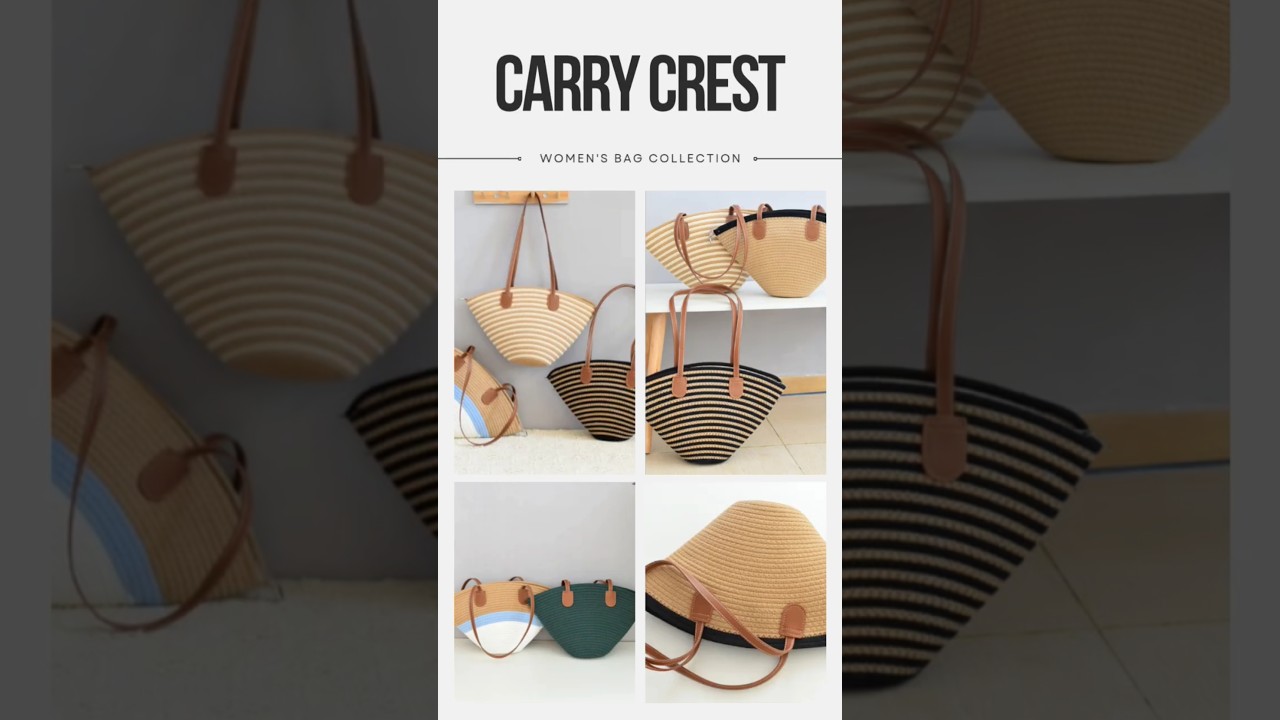 Stylish Striped Beach Tote Bag | Chic Summer Handbag | Woven Straw Shopper