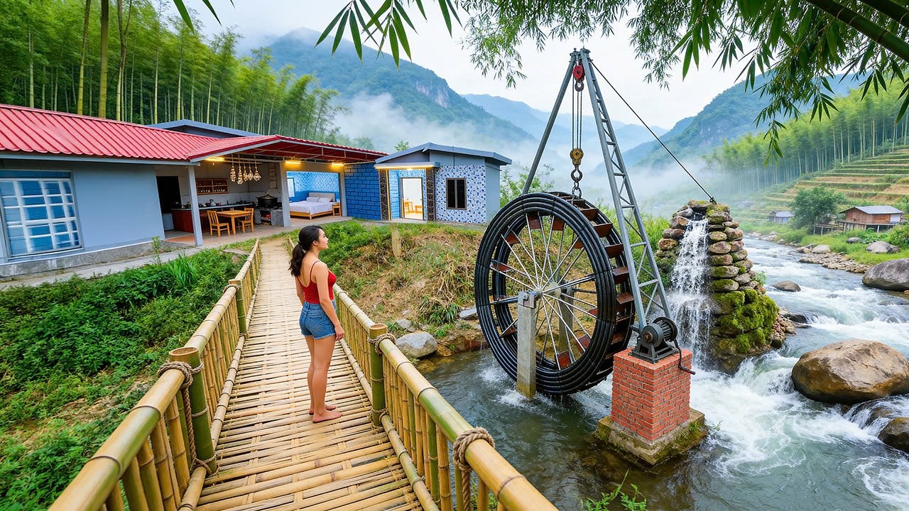 Building a Modern Water Wheel in 20 Minutes TIMELAPSE | Start to Finish by ‪@PhuongBuilding