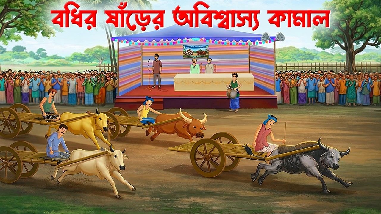 বধির ষাঁড়ের অবিশ্বাস্য কামাল | Bengali Moral Story | Bangla Village Cartoon | Dhadha Point Golpo