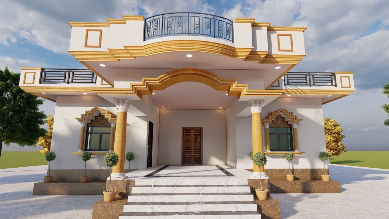 39 X 45 House Plan, 6 Bedroom house plan idea, House plan with porch #Portico #naksha #3dmap 