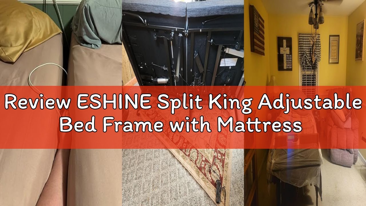 Review ESHINE Split King Adjustable Bed Frame with Mattress - 14” Luxury Hybrid Mattress, Smart APP