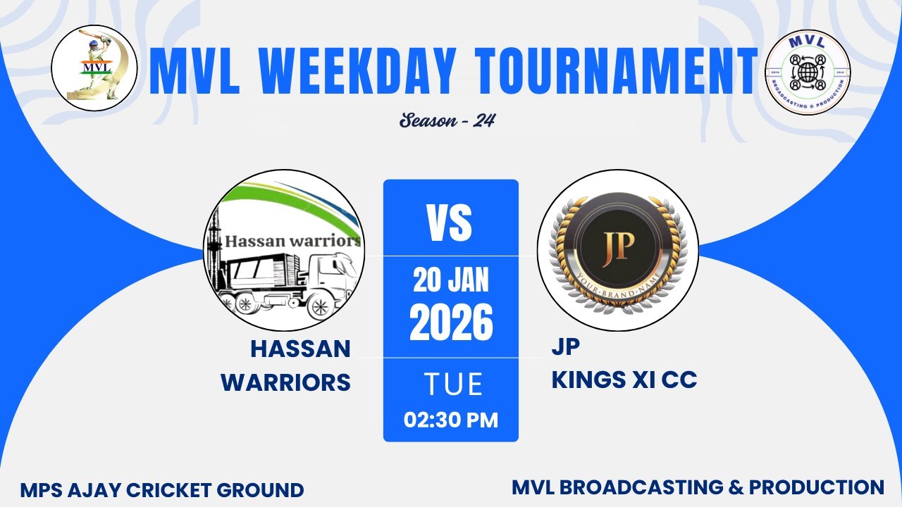 MVL WEEKDAY SEASON - 24 || ( HASSAN WARRIORS  v/s  JP KINGS XI CC ) ||