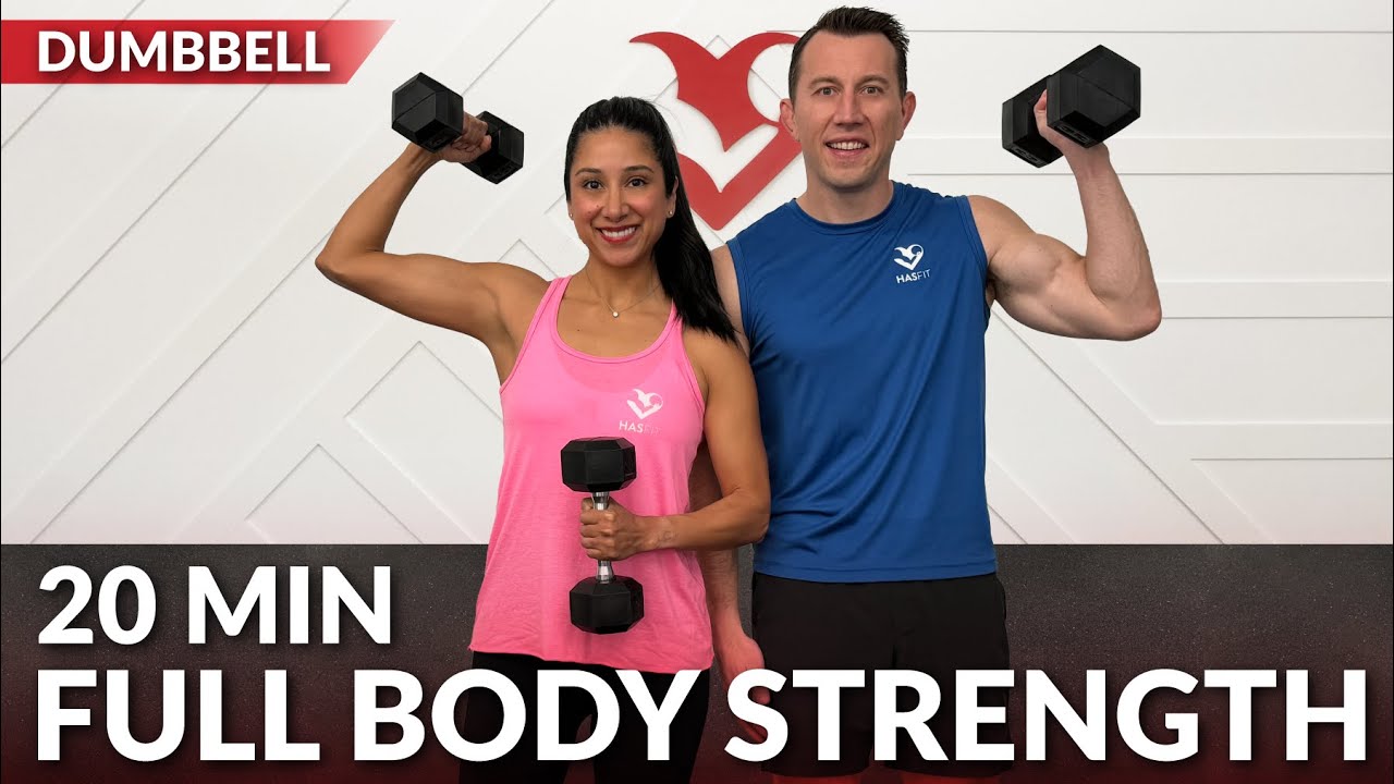 20 Min Strength Training at Home for Women & Men - Full Body Dumbbell Workout with Weights
