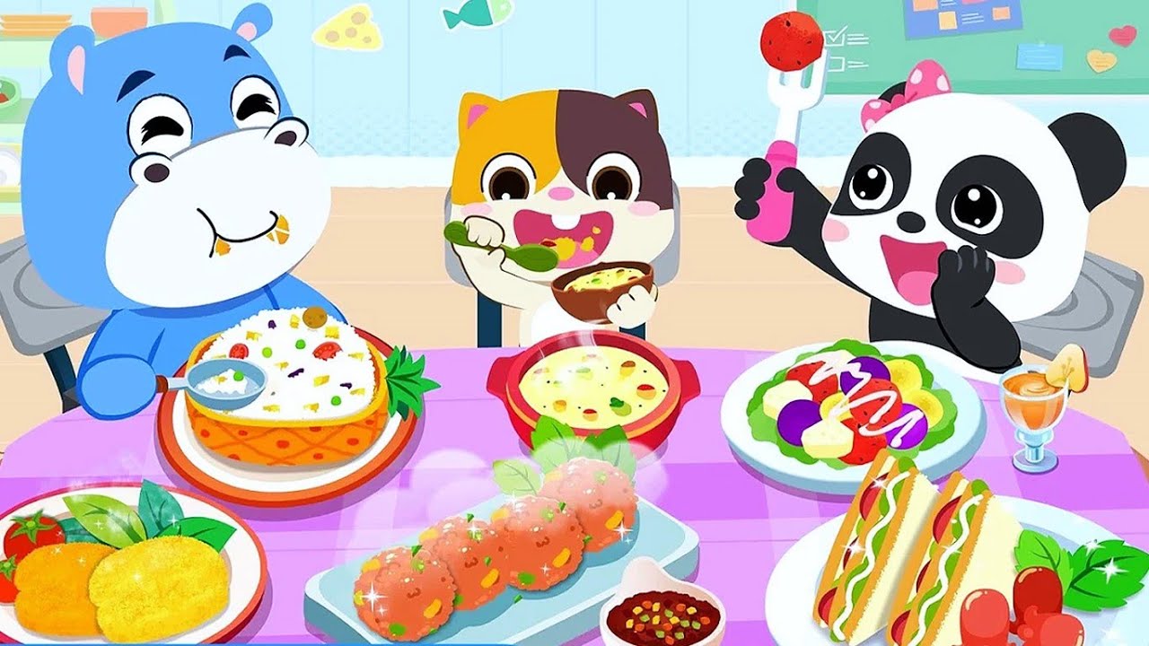 Baby Panda's Cooking Game | Cook Nutritious Dishes & Learn About Healthy Foods | Babybus Games Video