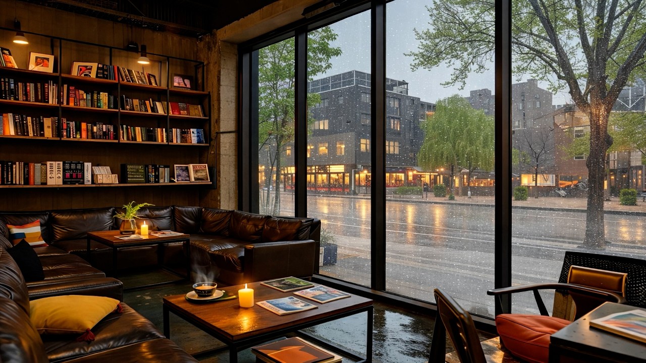 Cozy Jazz Cafe Ambience with Gentle Rain | Night Relax Music | Velora Jazz