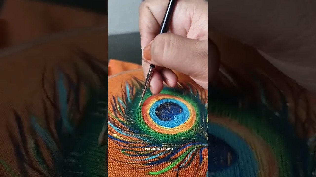 peacock feather painting | how to paint peacockfeather #short #shorts #youtubeshort #peacockfeather