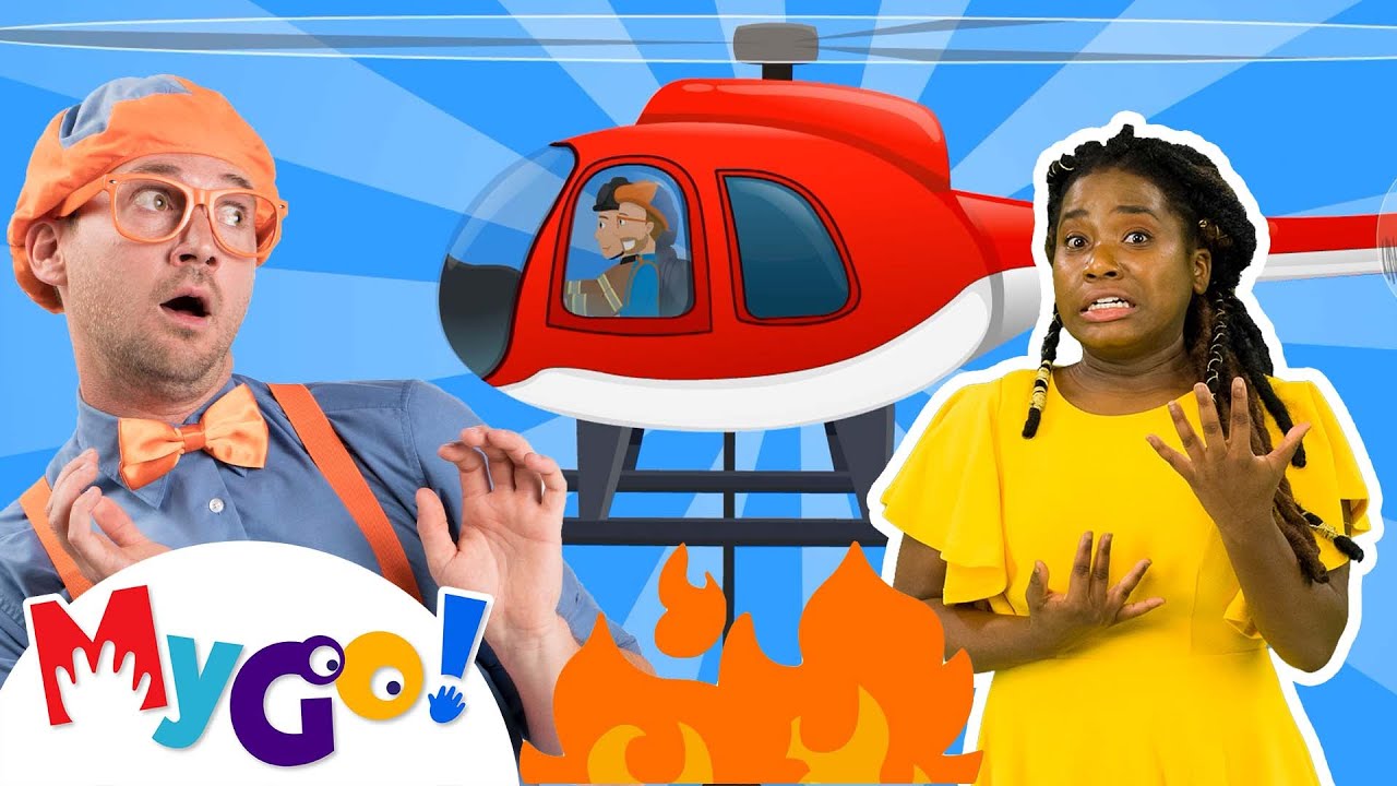 Firefighting Helicopter Song | MyGo! Sign Language For Kids | Blippi - Songs | ASL