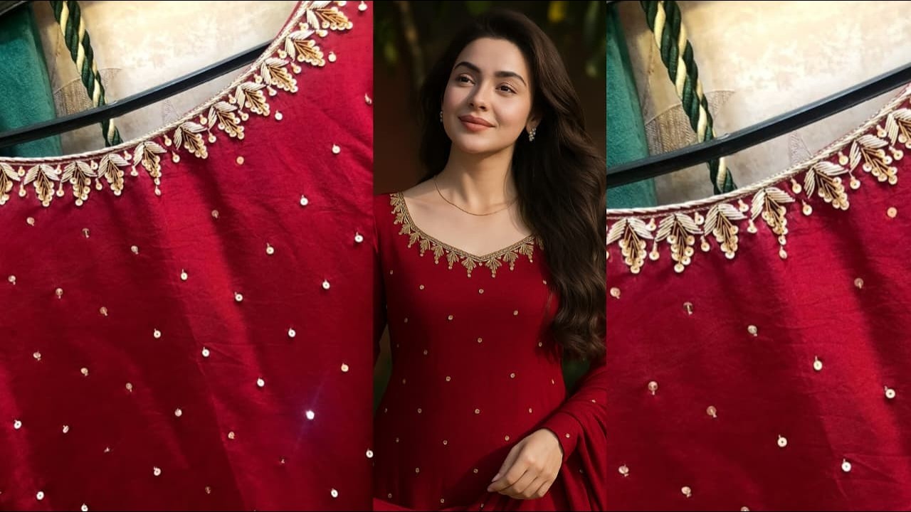✨ Inspired Neckline Dress 2025 | Party Wear Hand Embroidery Dress Design ✨