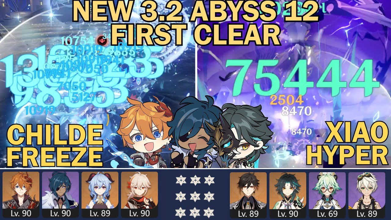 3.2 NEW ABYSS 12 Childe Freeze & Xiao Hyper 9 Star First Clear | Genshin Impact