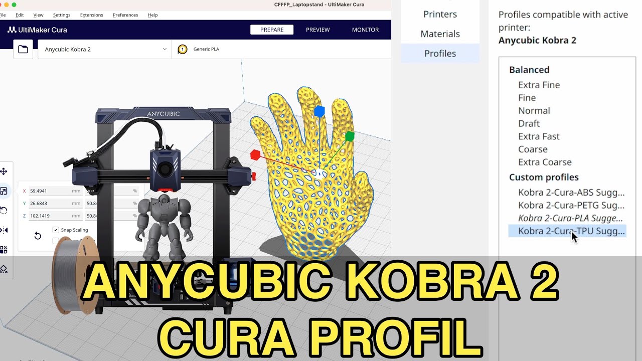Anycubic Kobra 2 Pro Ultimaker Cura Slicer einbinden