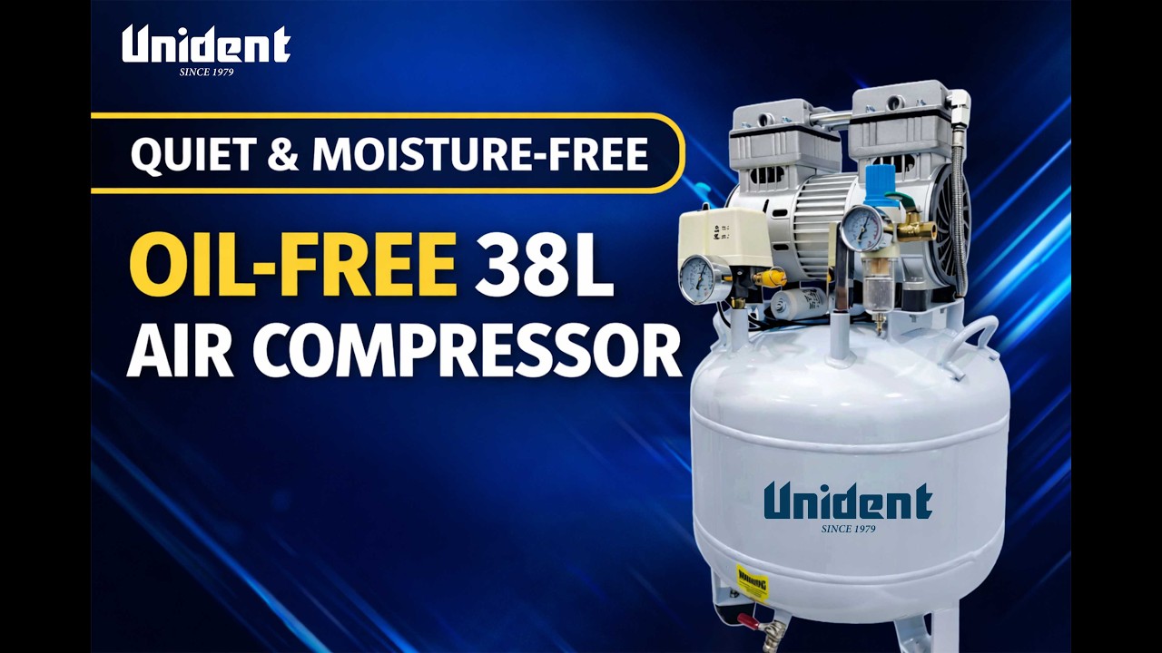Unident Best Quiet Oil-Free 38L Air Compressor | 60 dB Silent | Moisture-Free | 120 PSI | UD-ACU-38L