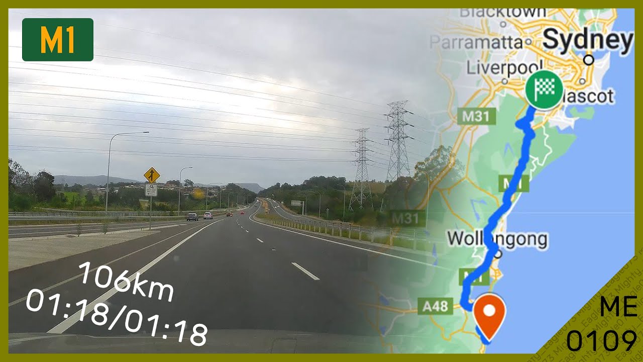 Kiama to Sydney Real Time! (via M1 Princes Motorway)