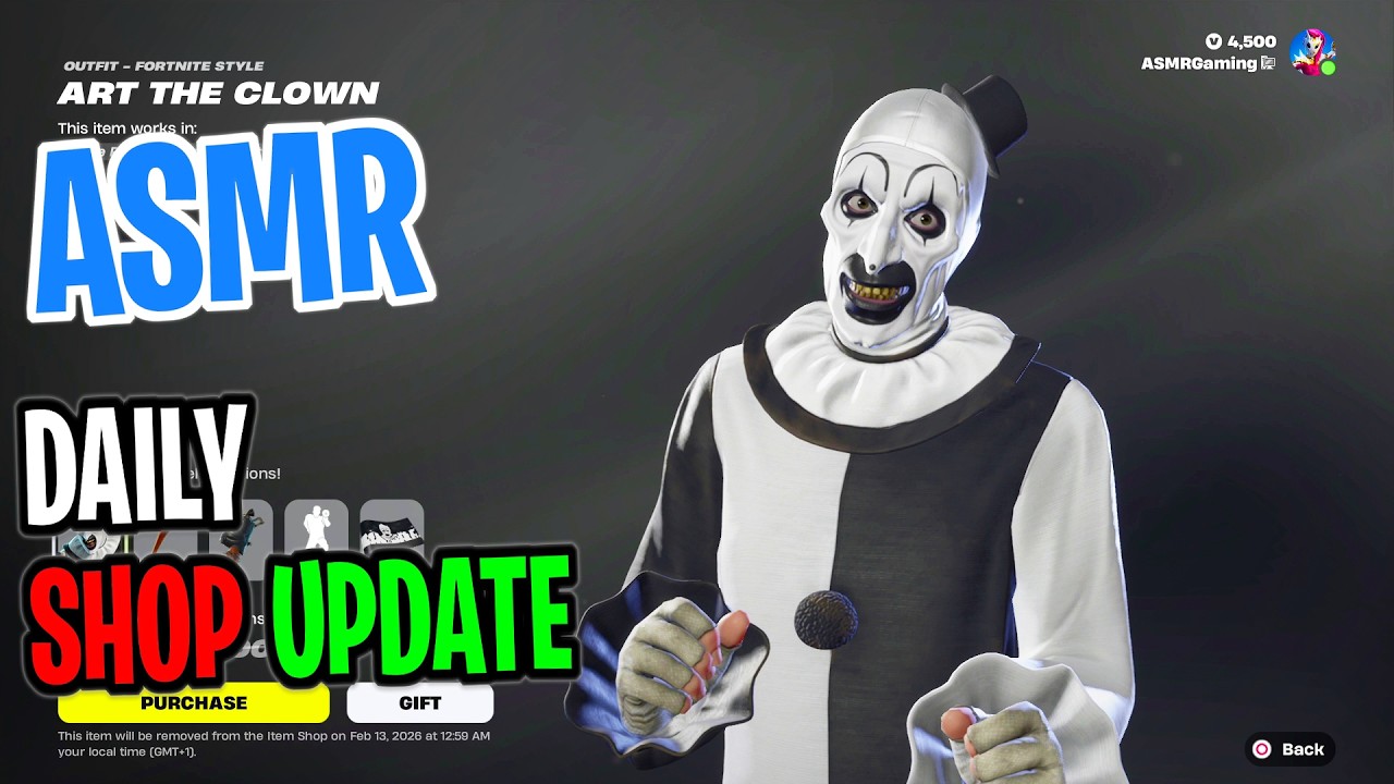 ASMR Fortnite Shop Art the Clown Skin is Back! Daily Update Today 🎮🎧 Relaxing Whispering 😴💤