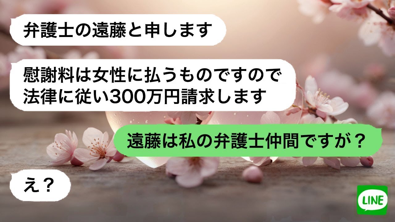 【LINE】 弁護士を名乗り慰謝料300万を請求する浮気相手。夫が「実は私も弁護士です」と返した途端、相手の態度が急変した。