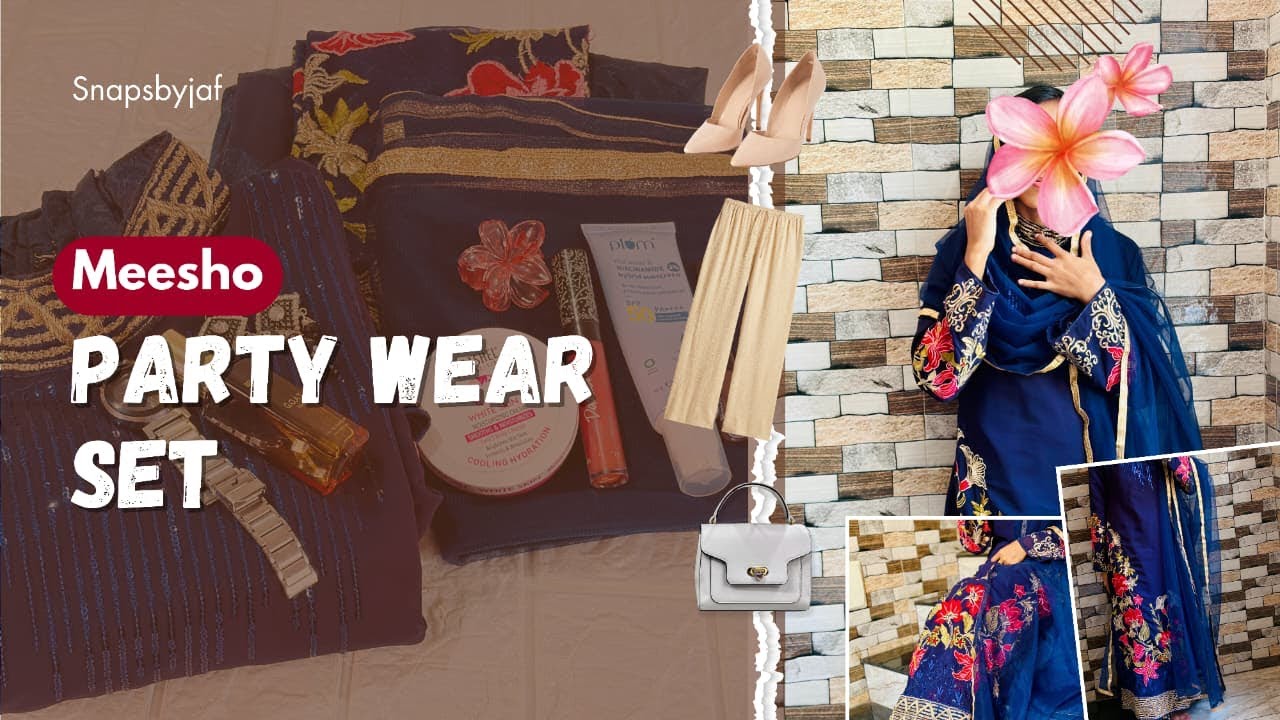Meesho Party Wear Dress Review | Heavy Embroidery Salwar Set Under ₹1000🔥