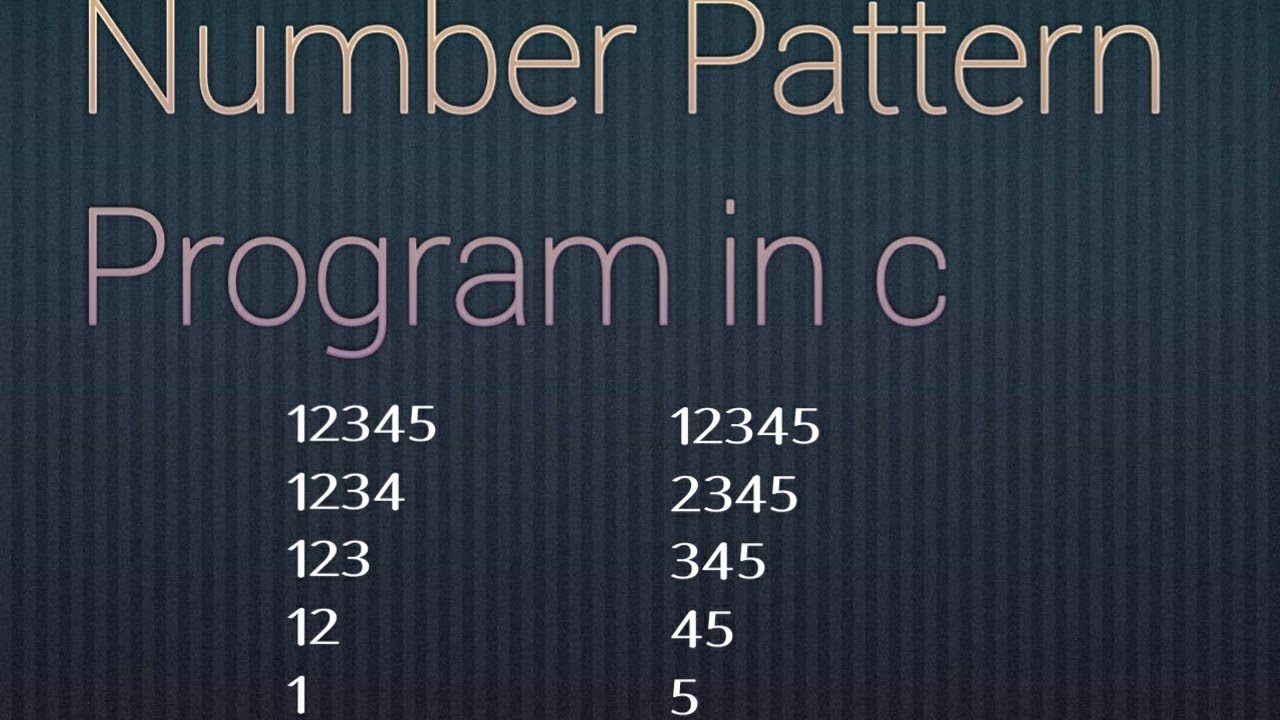 Number patterns program in C in tamil | Patterns | Number patterns |C patterns