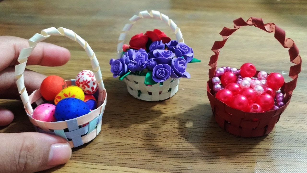 How to make paper basket mini easy idea/DIY paper crafts basket/Paper flowers/DIY/Basket paper easy