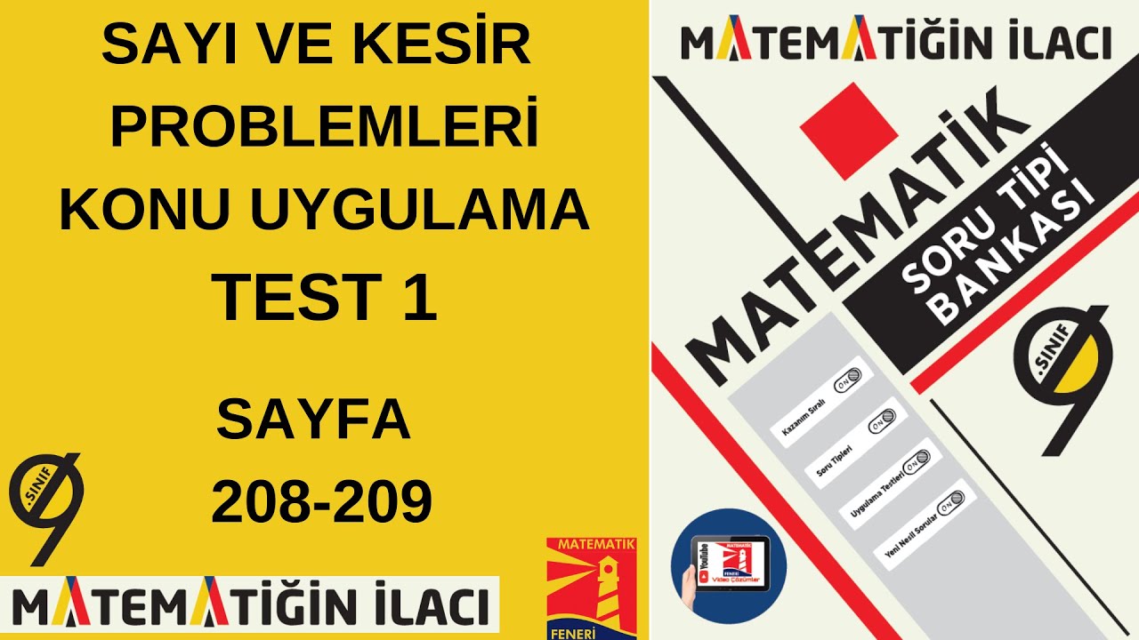 ACİL YAYINLARI 9. SINIF MATEMATİĞİN İLACI SORU TİPİ BANKASI(Sayı ve Kesir Problemleri Test 1)