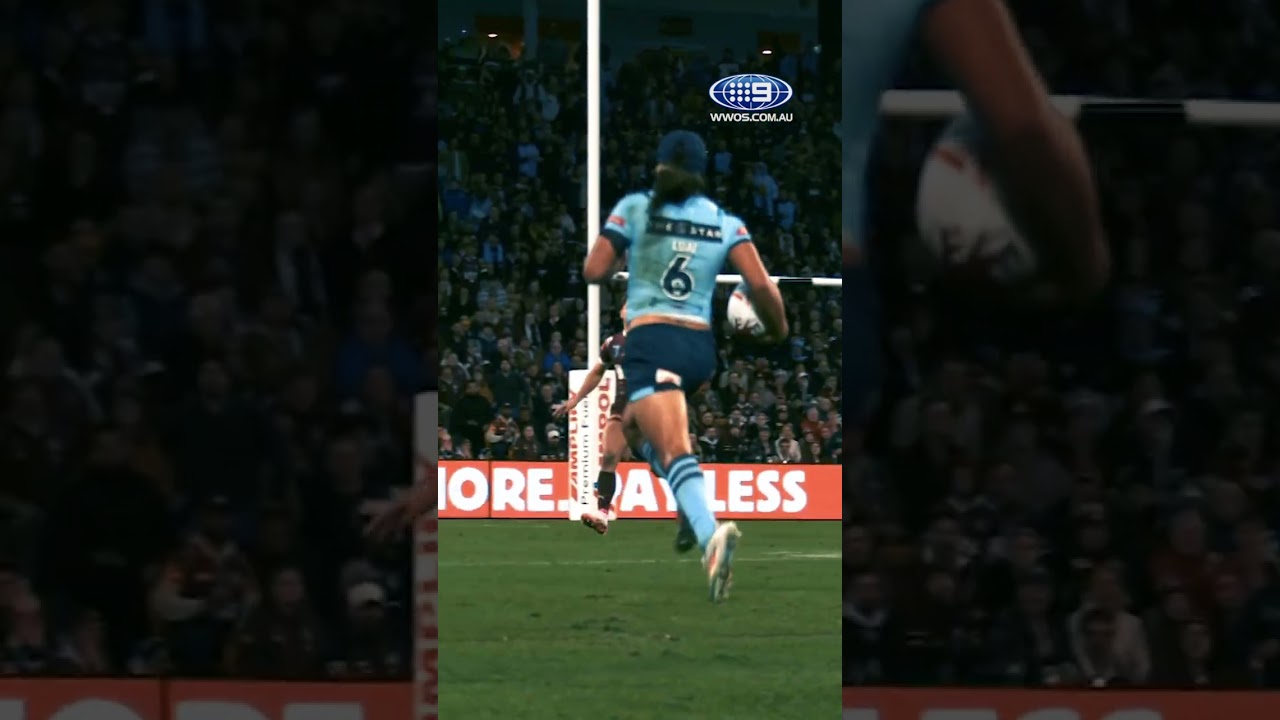 The view from the sideline of THAT Blues try. 🤯 #9WWOS #NRL #Origin #StateofOrigin