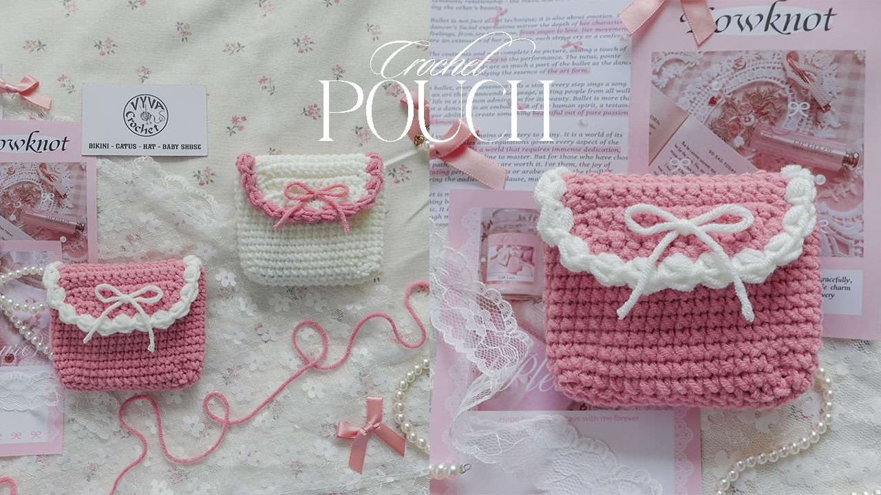 Crochet Bow Pouch𐙚 Hướng dẫn móc túi mini đựng airpods/ đồ công nghệ style kho quẹt𐙚 Vyvascrochet