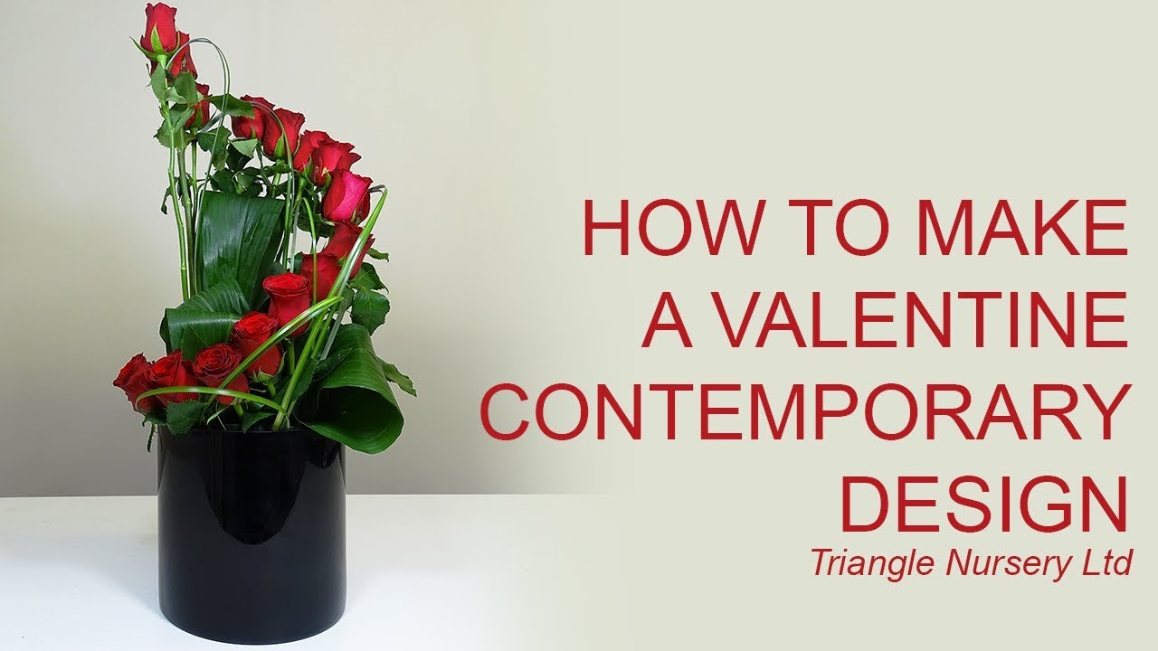 How to Make a Valentine Contemporary Spiral Design with Red Roses, Aspidistra and Beargrass