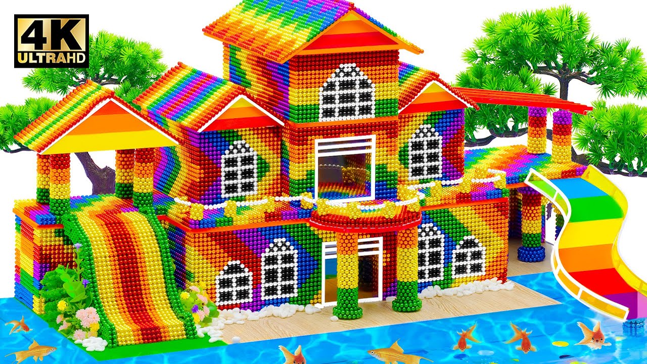 How To Build Miniature Villa Has Swimming Pools And Slide From LEGO, Magnetic Balls